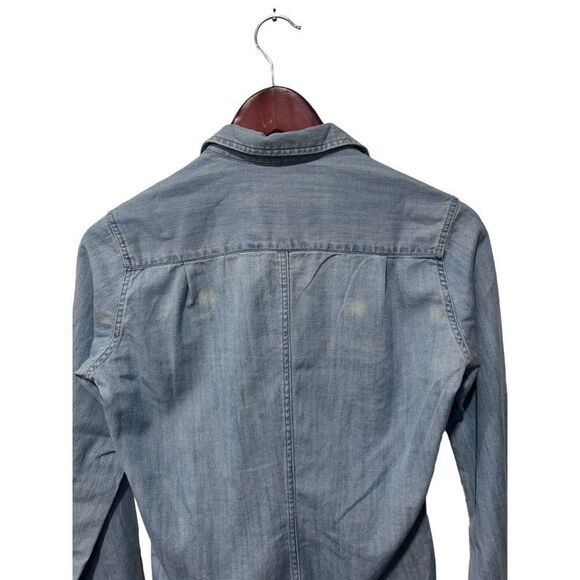 Frank & Eileen Barry Woven Cotton Button-Up Chambray Shirt Light Blue Sz XXS - Picture 8 of 16